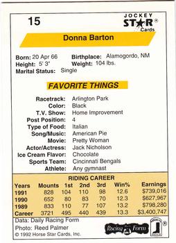 1992 Jockey Star #15 Donna Barton Back